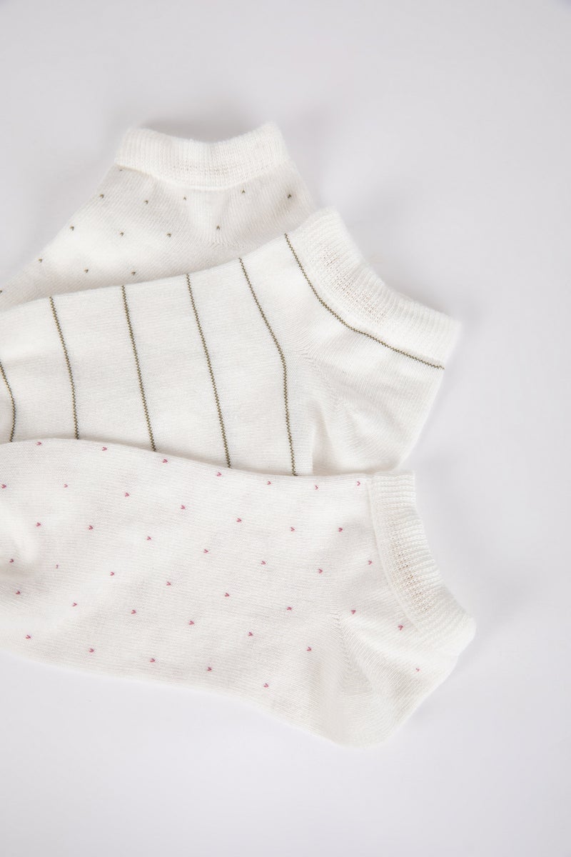 DeFacto White Woman Women 3 Pack Cotton Booties Socks Casual - Image 5